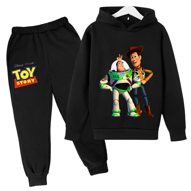 Kids Spring and Autumn Hoodie Boys and Girls Hoodie Set 2-12 Years Old Casual Outdoor Sports Top+Pants Printed Toy Story