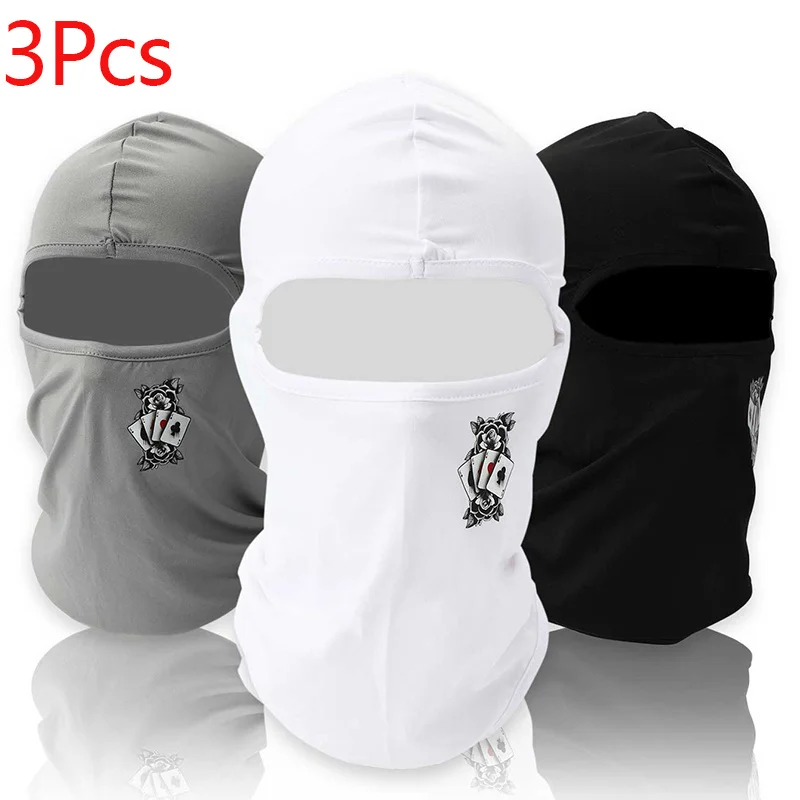 3Pcs/Set Outdoor Cycling Single Hole Men's Balaclava Hat Cool Skull Print Hoodie Sport Breathable Hoodie for Unisex