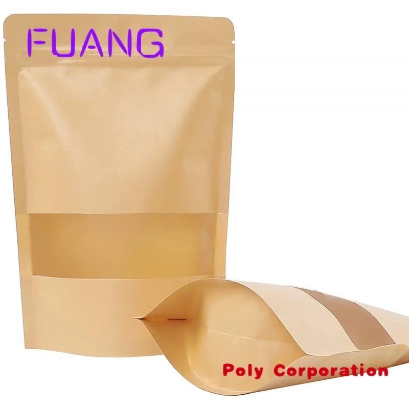 

Custom Resealable Packaging Paper Pouches White Reusable Sealable Zip Lock Food Storage Stand up kraft zipper bag for Home Busi