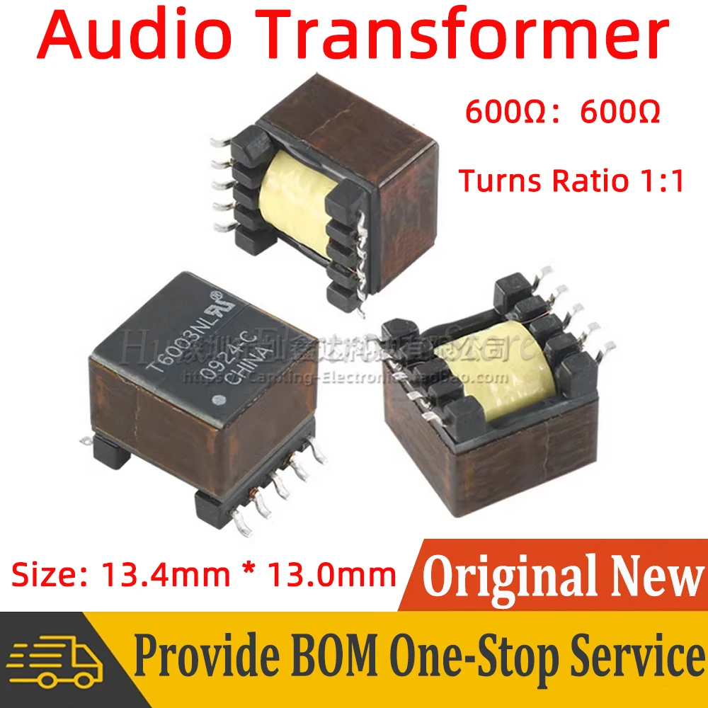 

T6003NL SMT Audio Transformer 600 : 600 Ohm 600Ω：600Ω Isolation 1:1 Isolator 200Hz-100kHz Frequency Signal Digital Surface Mount