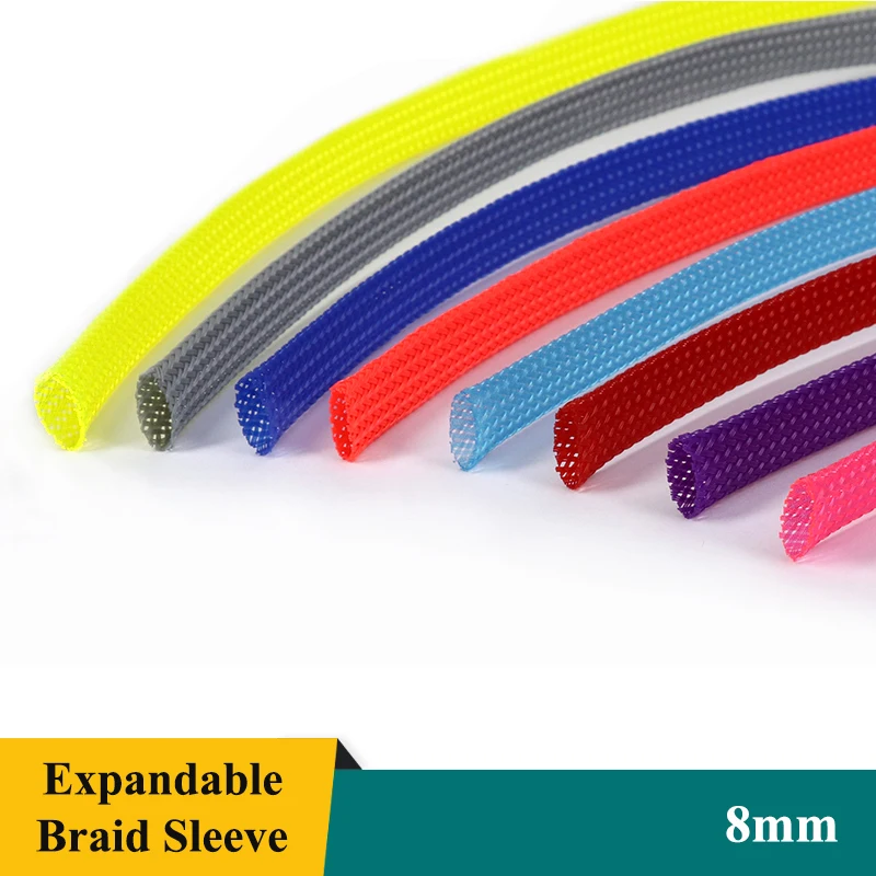 1/2/3/5/10/20/30/50M 8mm Insulated PET Braid Sleeves Sleeving High Density Cable Protector Wrap Braid Sheath For Electric Cables