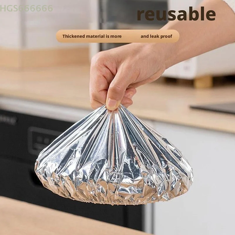 

1/5/10/50PCS Eco-Friendly Kitchen Food Covers For Bowls & Dishes Storage For Kitchen Repeatable Aluminum Foil Insulation Covers