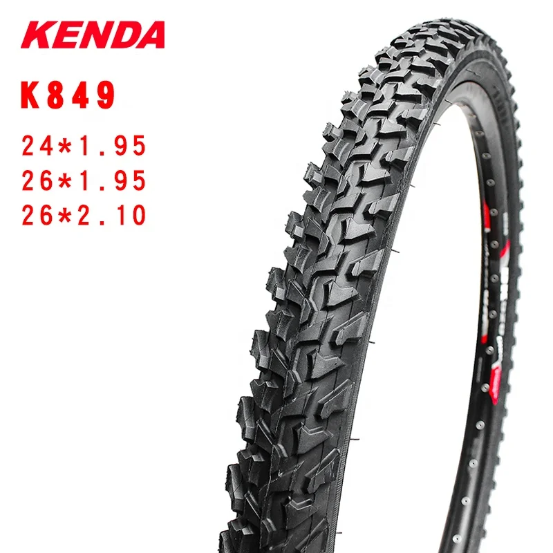 2PCS KENDA K849 24/26inch Mountain MTB Bicycle Tyre BMX 24*1.95/26x1.95/2.1 Black Red Line Thickened Cross-country Tire