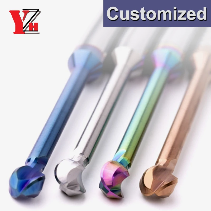 Customized HRC60/68 Ball T-shaped Arch Milling Cutter CNC Cutter 3D For Steel Aluminum R1-R10
