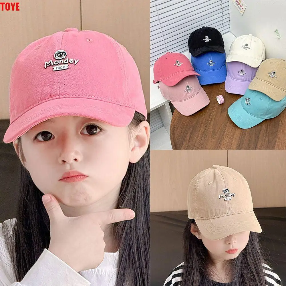 

Korean Style Children Candy Color Baseball Hat Letter Embroidery Quick-dry Kid Summer Sun Hat Cute Anti-UV Girls Peaked Cap