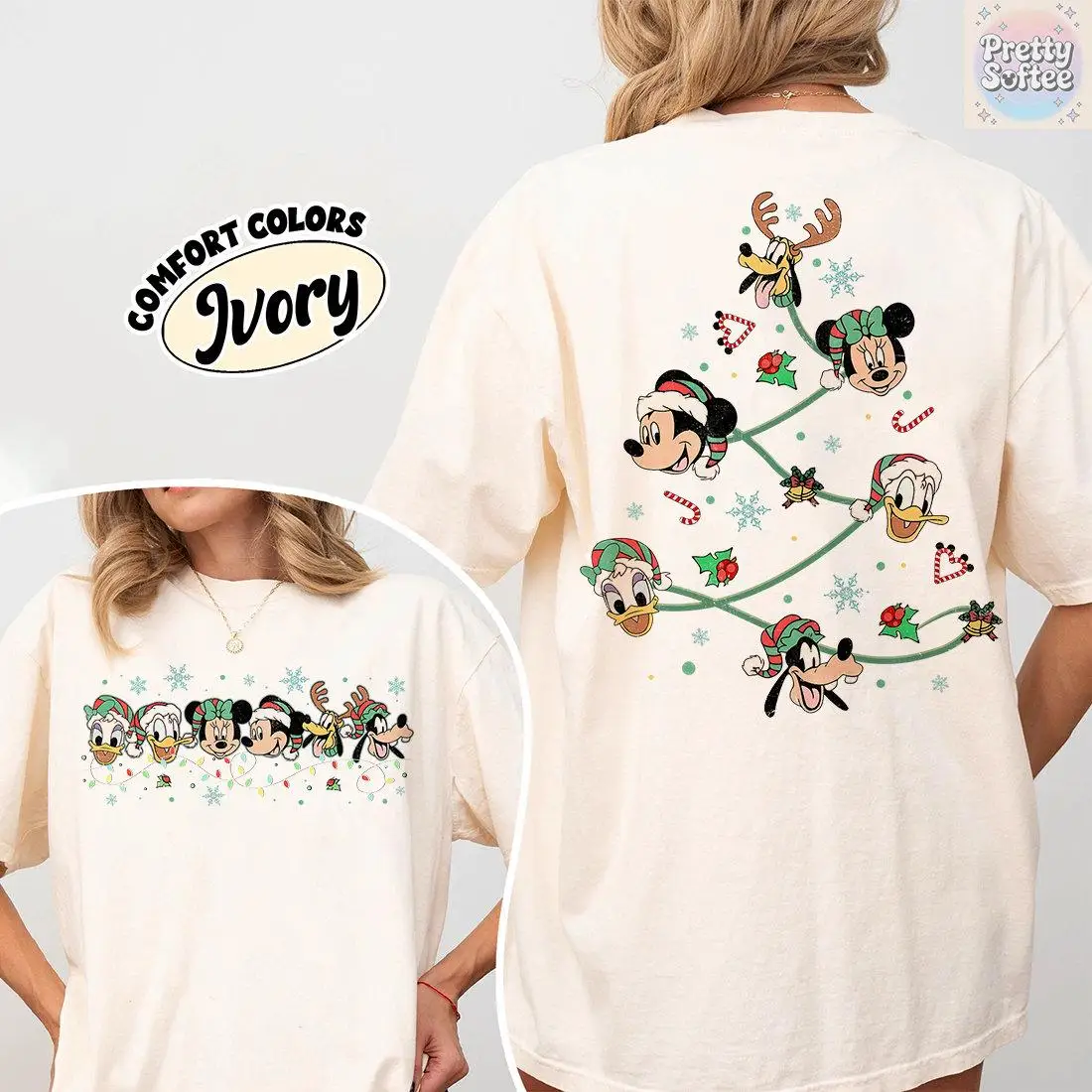 

Disney Family Christmas Shirts, Double-sided Disney Family Christmas T-shirts, Disney Character Shirts