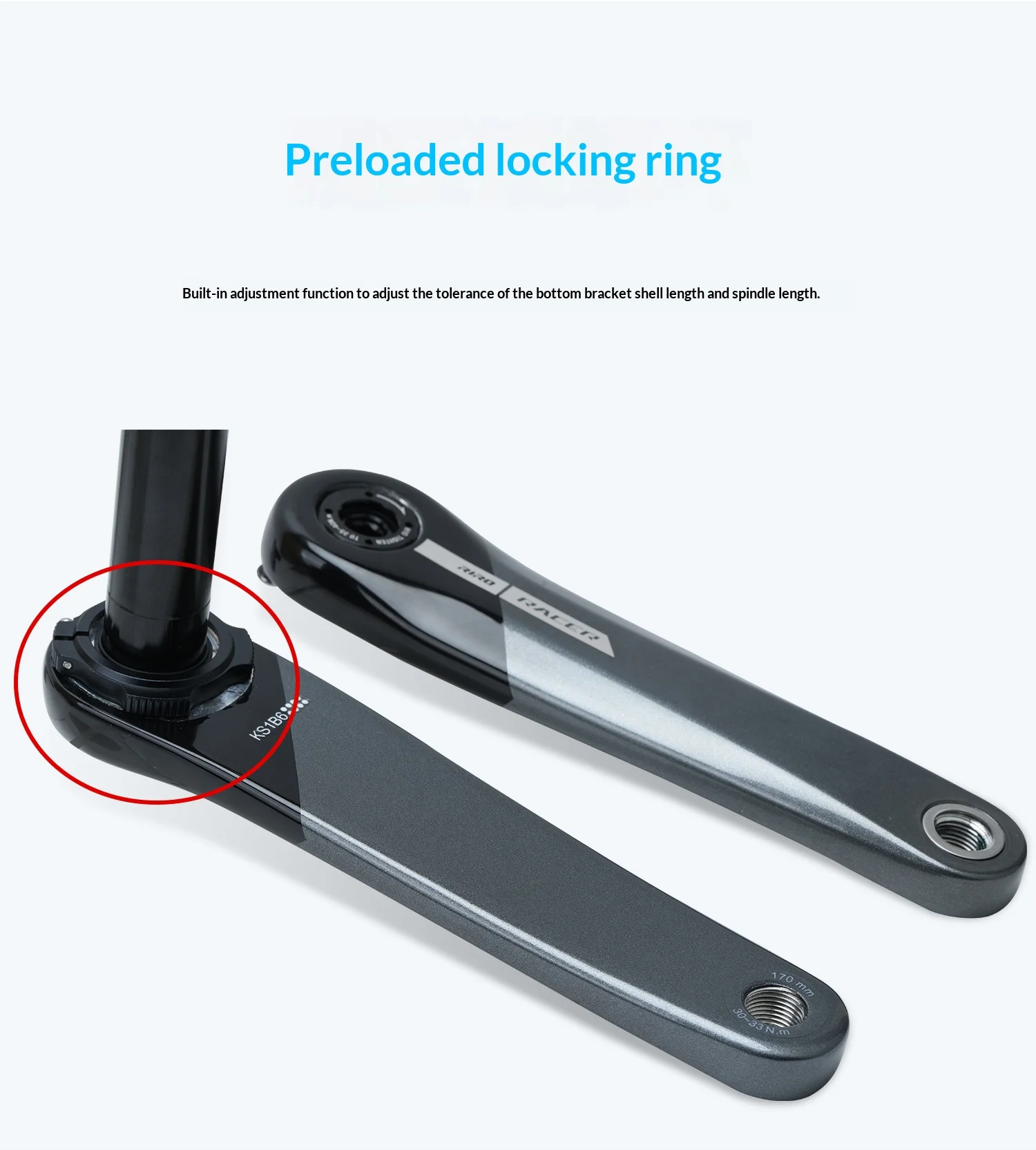 RIRO KSB Carbonfaser-Kurbelgarnitur für Rennrad/Klapprad, 24mm Spindel, 3-Bolzen-Direktmontage, kompatibel mit Leistungsmessern. – Detail 10