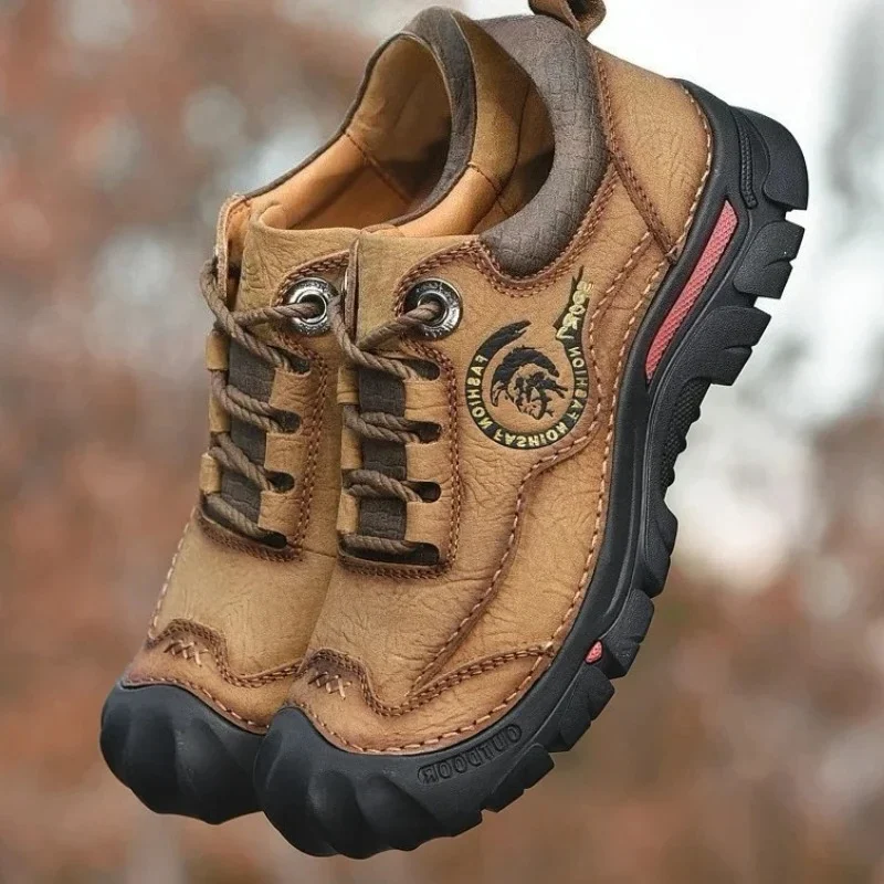 

New Outdoor Camping Hiking Shoes Men Genuine Leather Sports Sneakers Man Travel Casual Shoes Leisure Walking Climbing