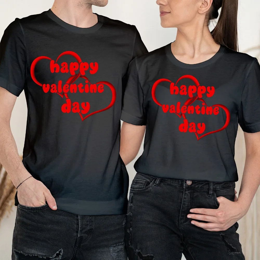 

Happy Valentine's Day Cute Hearts Love Goals Couple Matching T-Shirts Unisex Women Men T Shirt Streetwear Aesthetic Clothes