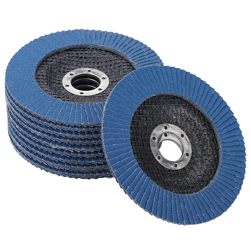 10 Uds. Discos de lijado para amoladora angular de 5 "y 125mm, discos de aleta de muela de grano 40/60/80/120, herramienta abrasiva de eliminación de madera y Metal y plástico