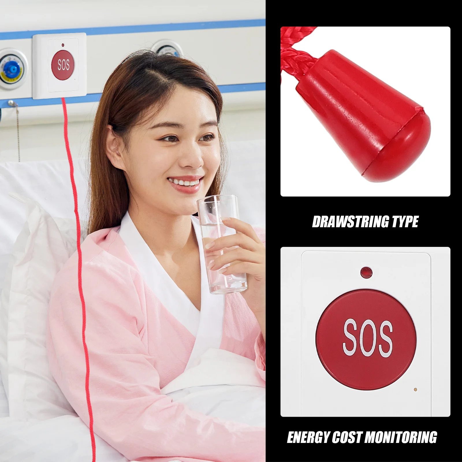 Emergency Call Button Elderly Children Wall Mount Compact Size Pull Cord Emergency Help Device Call Bell Gadgets for Seniors