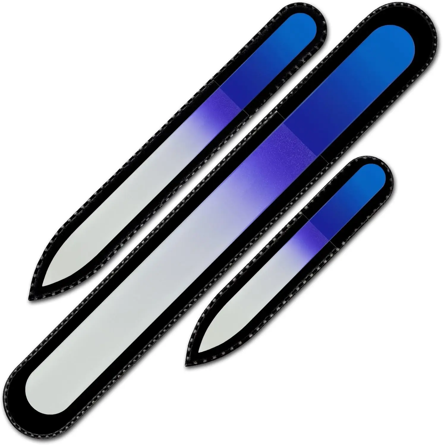 

Premium Crystal Glass Nail File Set of 3 in Pouch - Washable Double Sided for Natural Nails