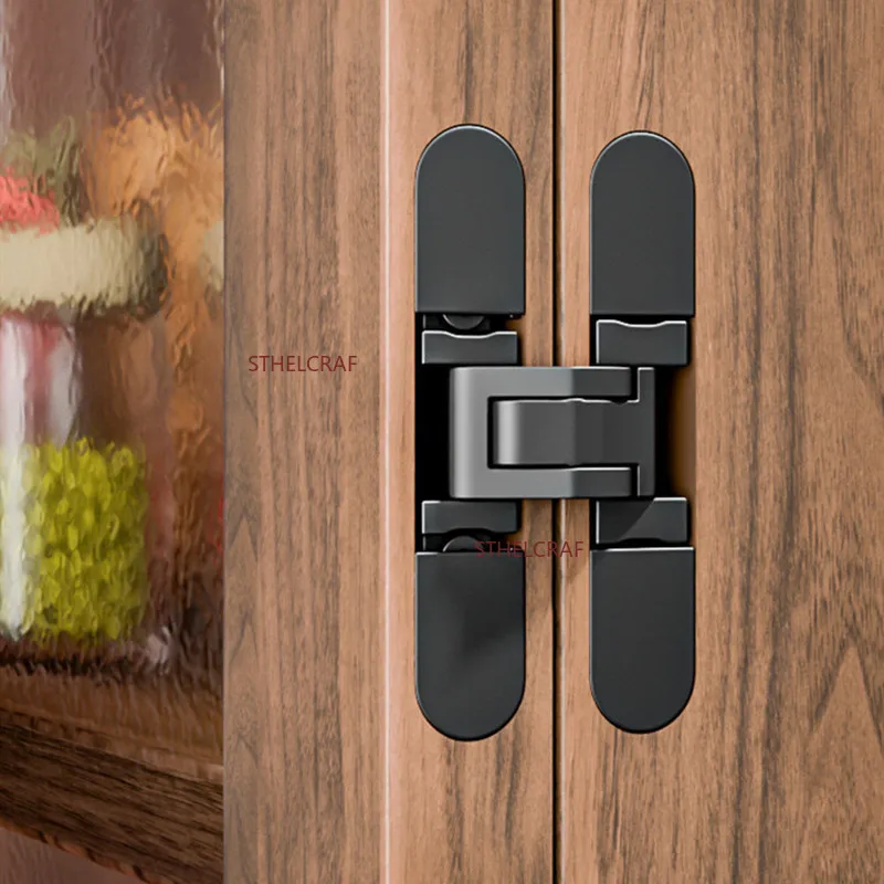 1PC Zinc Alloy Cabinet Door Hinge Three-dimensional Adjustable Hinge Furniture Hardware Exterior-opening Cabinet Concealed Hinge