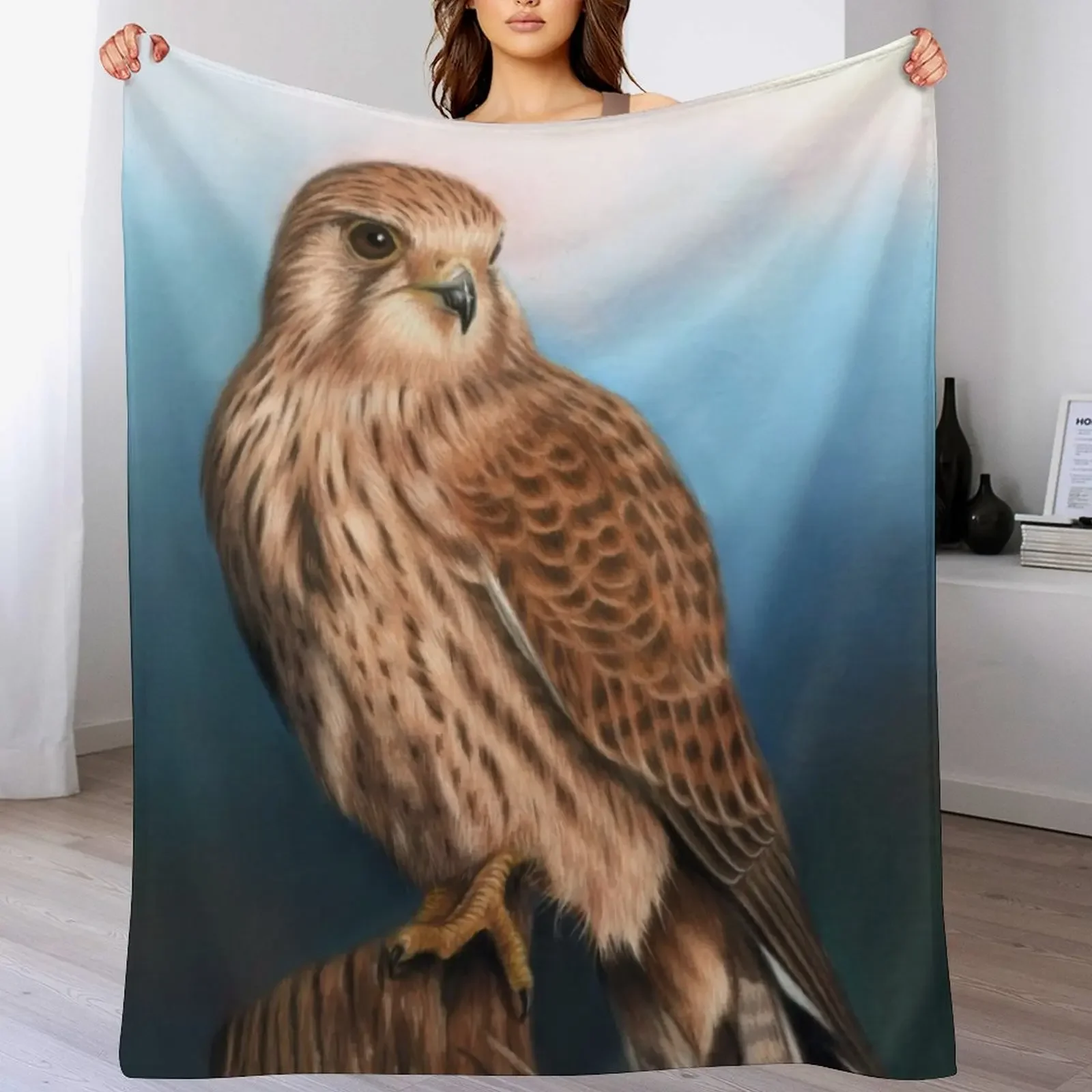 

Kestrel Bird Throw Blanket Large for winter Softest Sofa Quilt Blankets