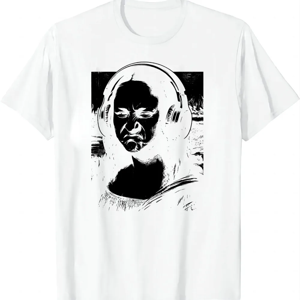 Mona Lisa Bass Face Funny Music Lovers DJs Producers T-Shirt Unisex Summer Streetwear Tops Funny Graphic T Shirts Harajuku