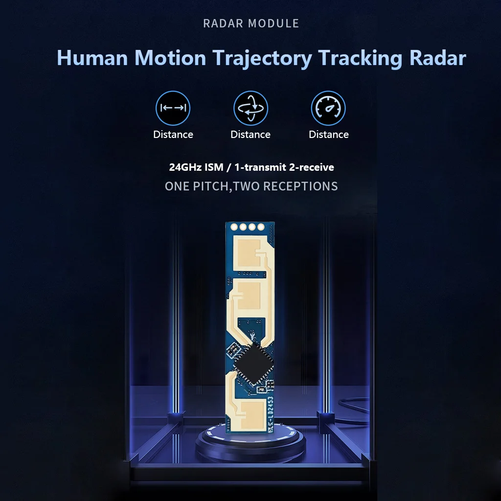 7*30mm HLK-LD2453 24G Radar Module 6m Range Up To 3 Moving Human Motion Target Tracking ±40° Horizontal Detection Low Power 76mA