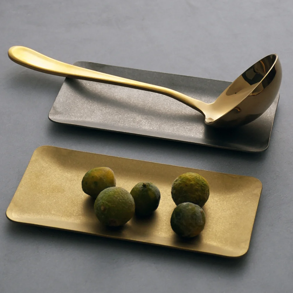 

Retro Small Plate Metal Snack Fruit Tray For Hotel Home Towel Dish Serving Storage Multifunctional Rectangular Platter