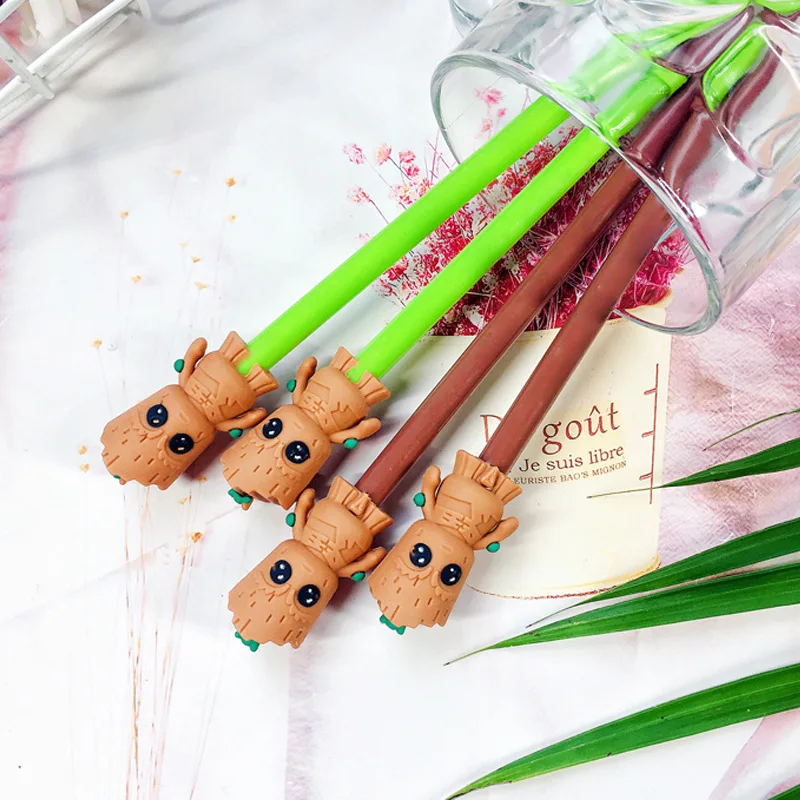 24 Pcs Lovely Cartoon Black Tree Man Neutral Pen Scarecrow Creative Students Stationery Wholesale Office Supplies Pens School