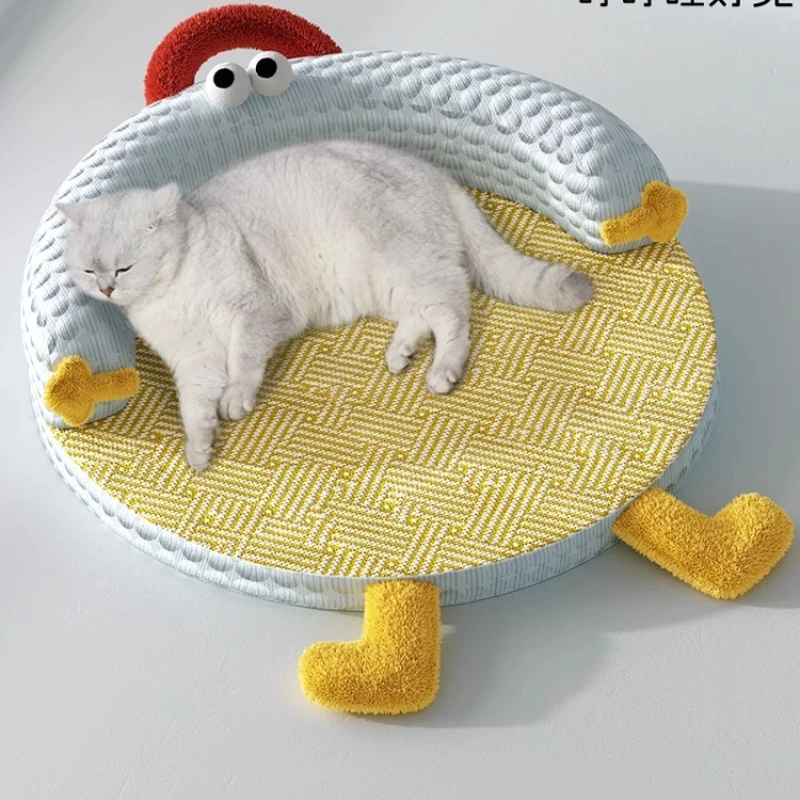 

Cat nest universal in all seasons, summer rattan mat mat, large removable and washable