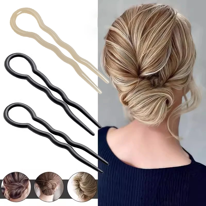 New Design Retro Hair Bun U-Shaped Hair Sticks Clip Barrettes Hairpins Woman Girls Ponytail Meatball Head Sweet Hair Accessories