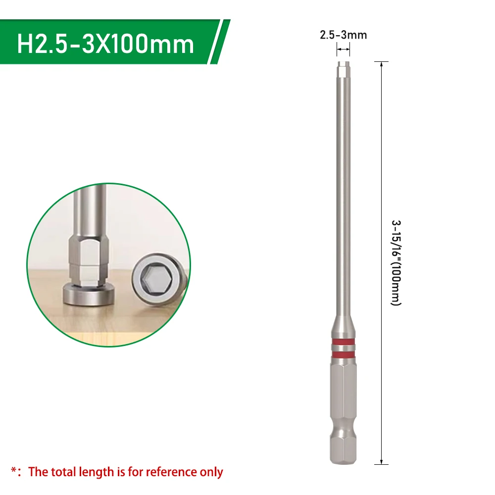 LAVIE 1 Stück Sechskant-Bit 65mm-100mm, Sechskant-Schraubendreher für schwer zugängliche Schrauben, Handwerkzeug-Zubehör AE133H165 – Detail 10