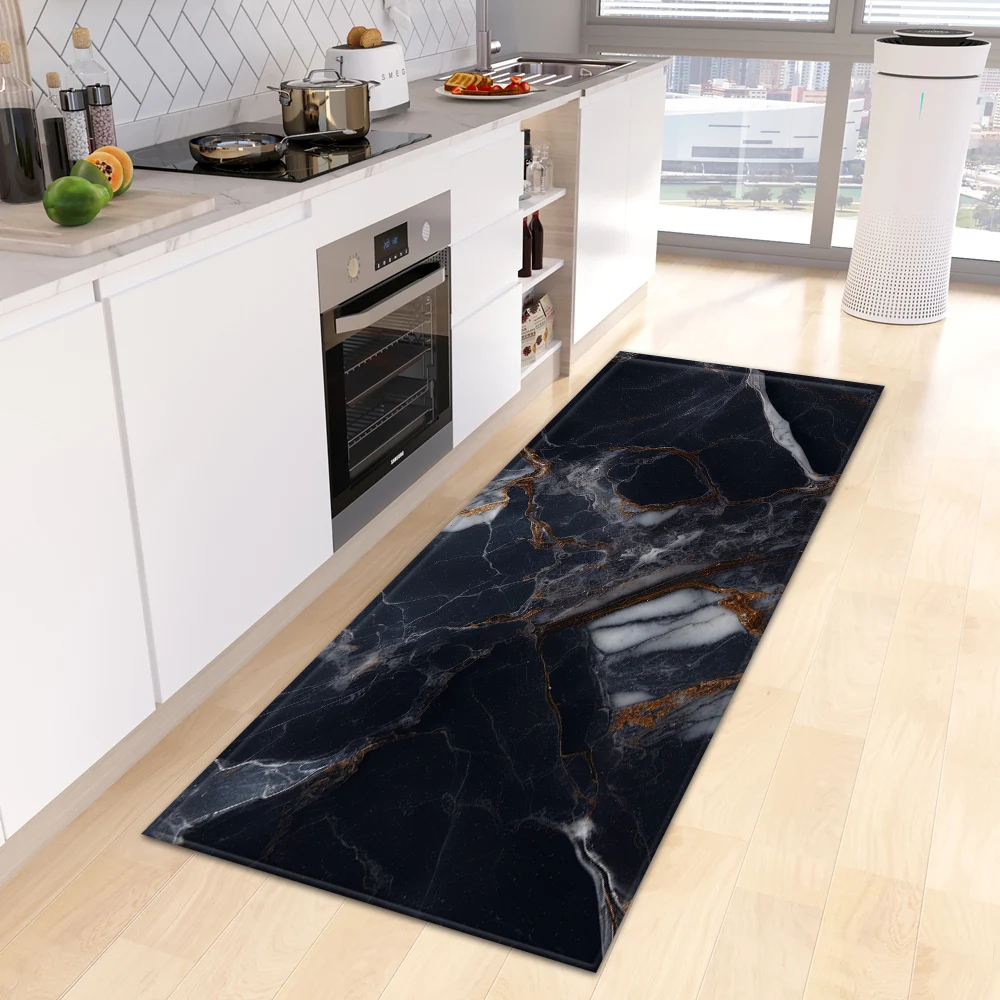 Marble Kitchen Rug Entrance Doormat House Bathroom Non-Slip Foot Mat Custom Bedroom Floor Hallway Living Room Decoration Carpet