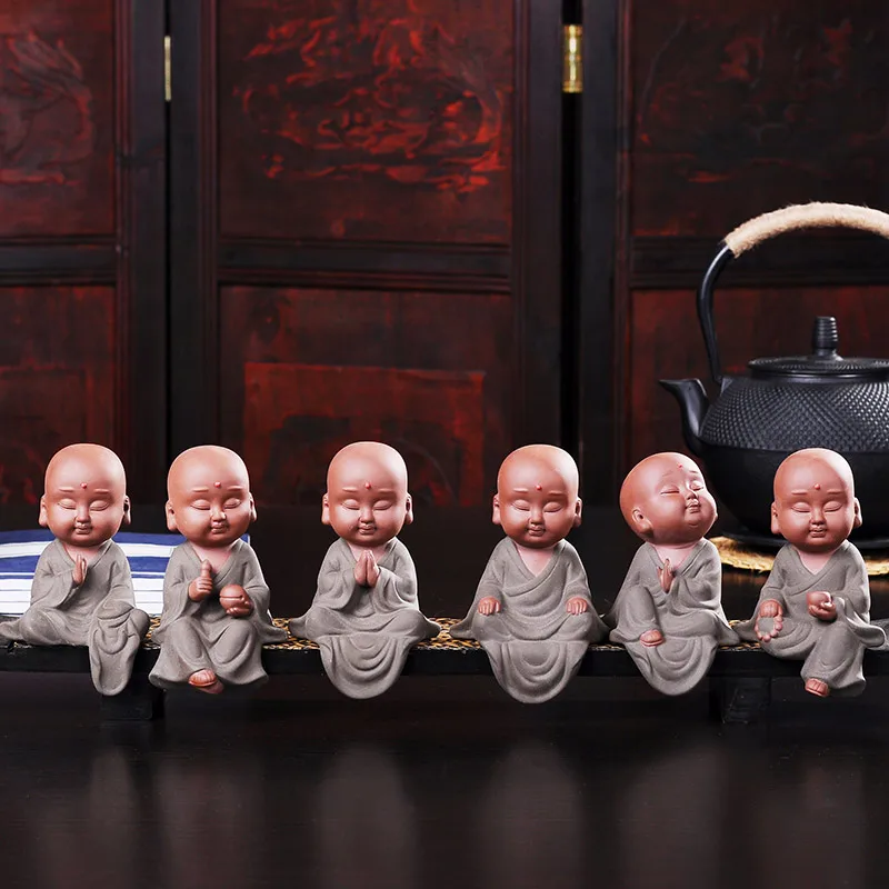 Marvellous ART #Spiritual realm OFFICE home Buddhism Buddha CHAN DAO Little Monk sand-fired kiln porcelain pottery ceramic ART