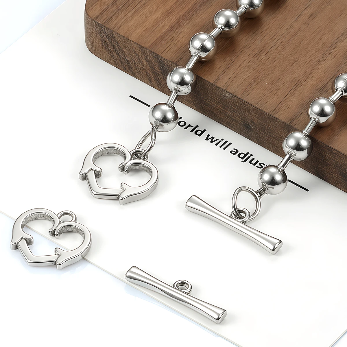 2 Sets Stainless Steel OT Clasp Heart Toggle Clasps Buckle Connector for Necklaces Bracelets Hook DIY Jewelry Making Accessories