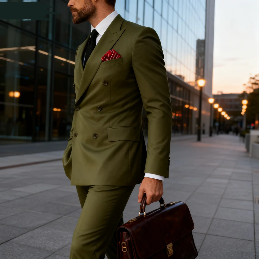 

Men's Smart Casual Groom Tuxedos, Slim Fit Blazer Set, Formal Business Suit for Men, 2 Piece Costume, Homme Blazer and Pants