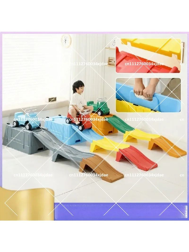 Kids Plastic Roller Coaster Toy Set with 3-Stage Sliding Car for Children