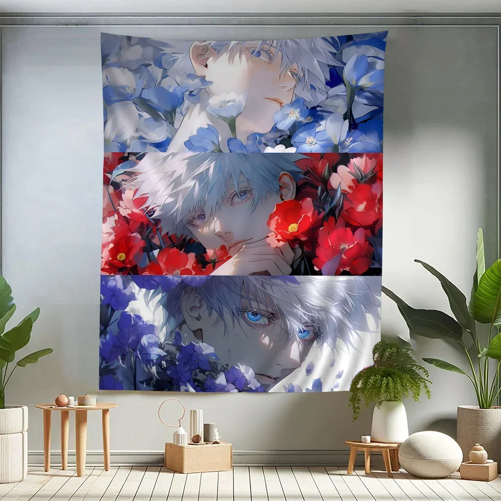 Satoru Gojo Jujutsu Kaisen Tapestry Anime Tapestry Hanging Tarot Hippie Wall Rugs Dorm Wall Hanging Sheets