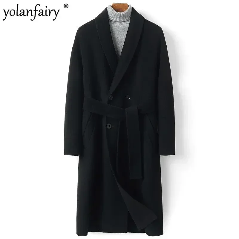 

Men Clothing Double-sided Cashmere Coat Men's Long Business Casual 90% Wool Coats for Men Double-breasted Wool Clothes Ropa FCY