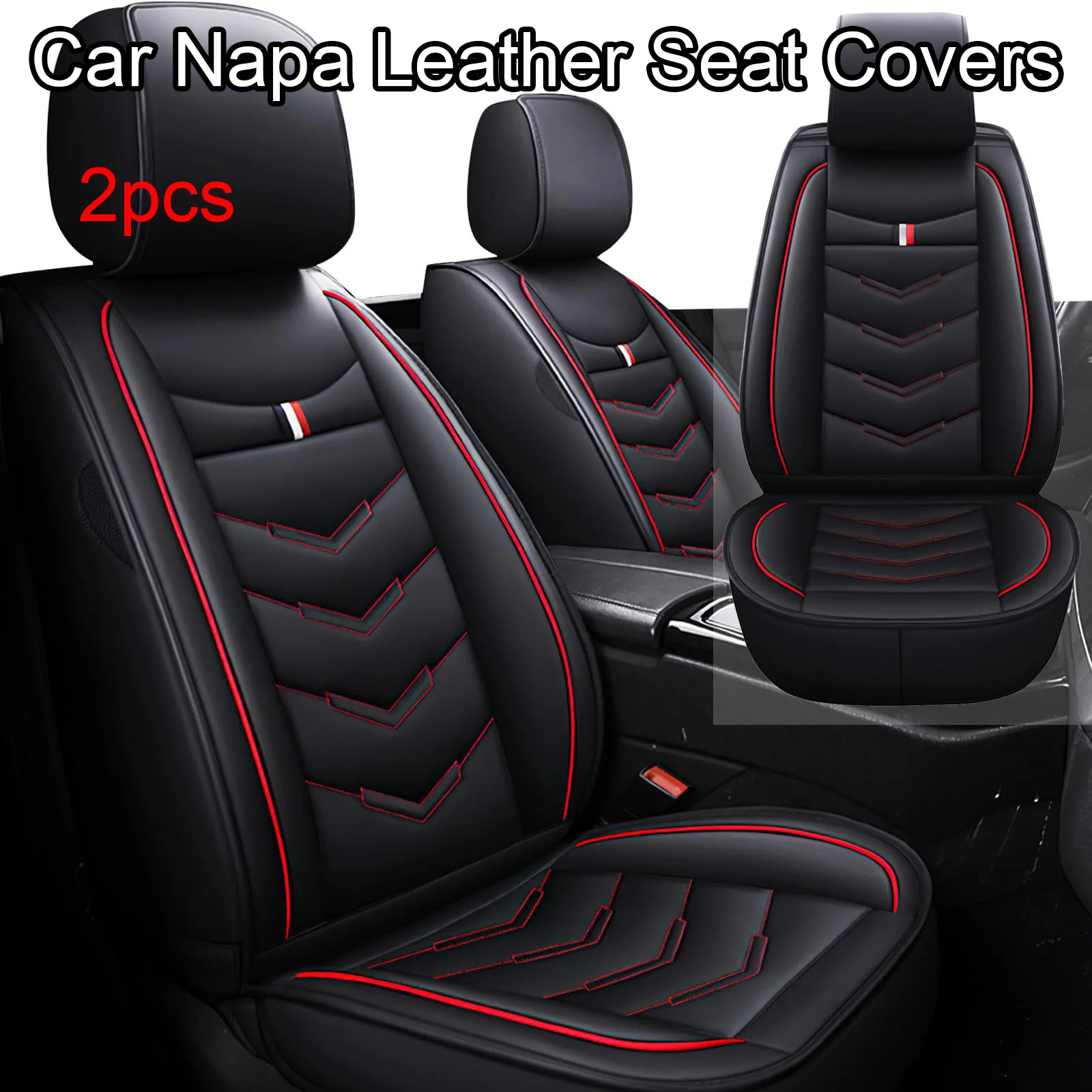 2PCS Car Universal PU Leather Seat Cover Comfortable and Breathable Front Seat Protective Cover for Most Cars SUV Three Colors