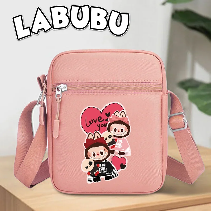 Labubu Women Men Shoulder Bags Fashion Macaron Color Crossbody Bag Cute Cartoon Anime Graphic Print Handbag Birthday Party Gifts