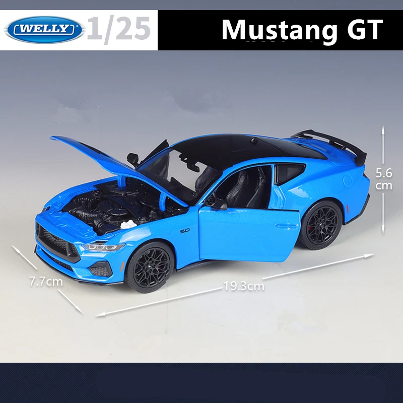 Welly 1:24 2024 Ford Mustang GT Alloy Sports Car Model Diecast Metal Racing Car Vehicles Model High Simulation Children Toy Gift