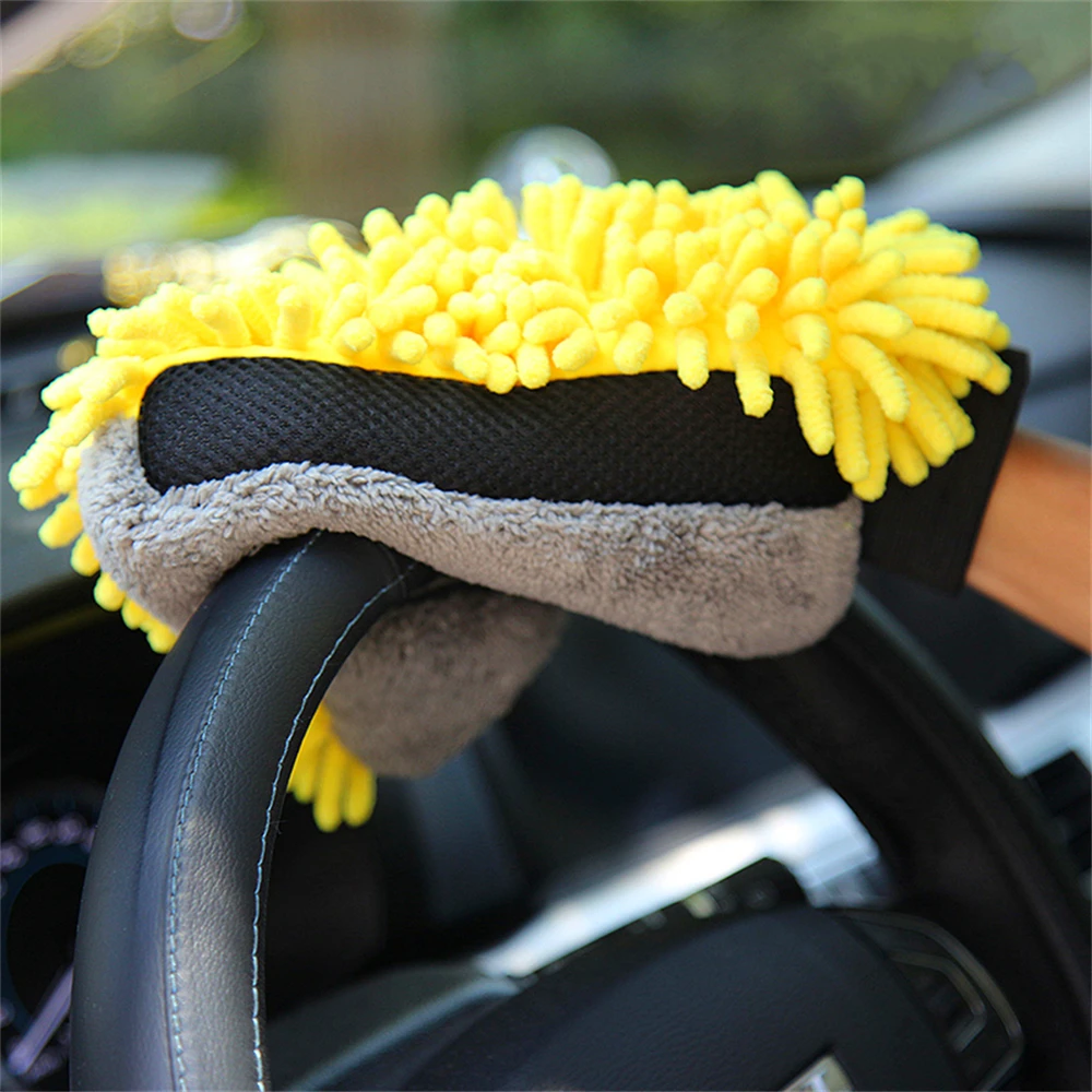 Large Microfiber Car Wash Mitt Waterproof Chenille Gloves Thick Car Cleaning Mitt Wax Detailing Auto Care Double-faced Glove New