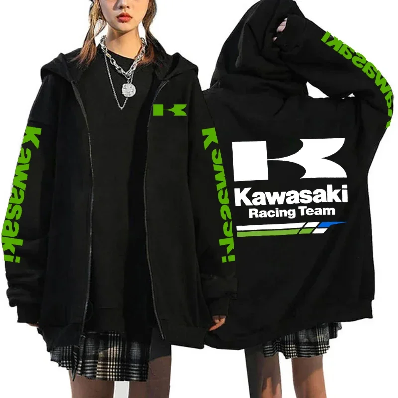 Kawasaki motorcycle Logo Men Zipper Hoodie 2024 Spring Autumn Y2K Fashion Male Sweatshirt 2024 New Sport Women Jacket Coats