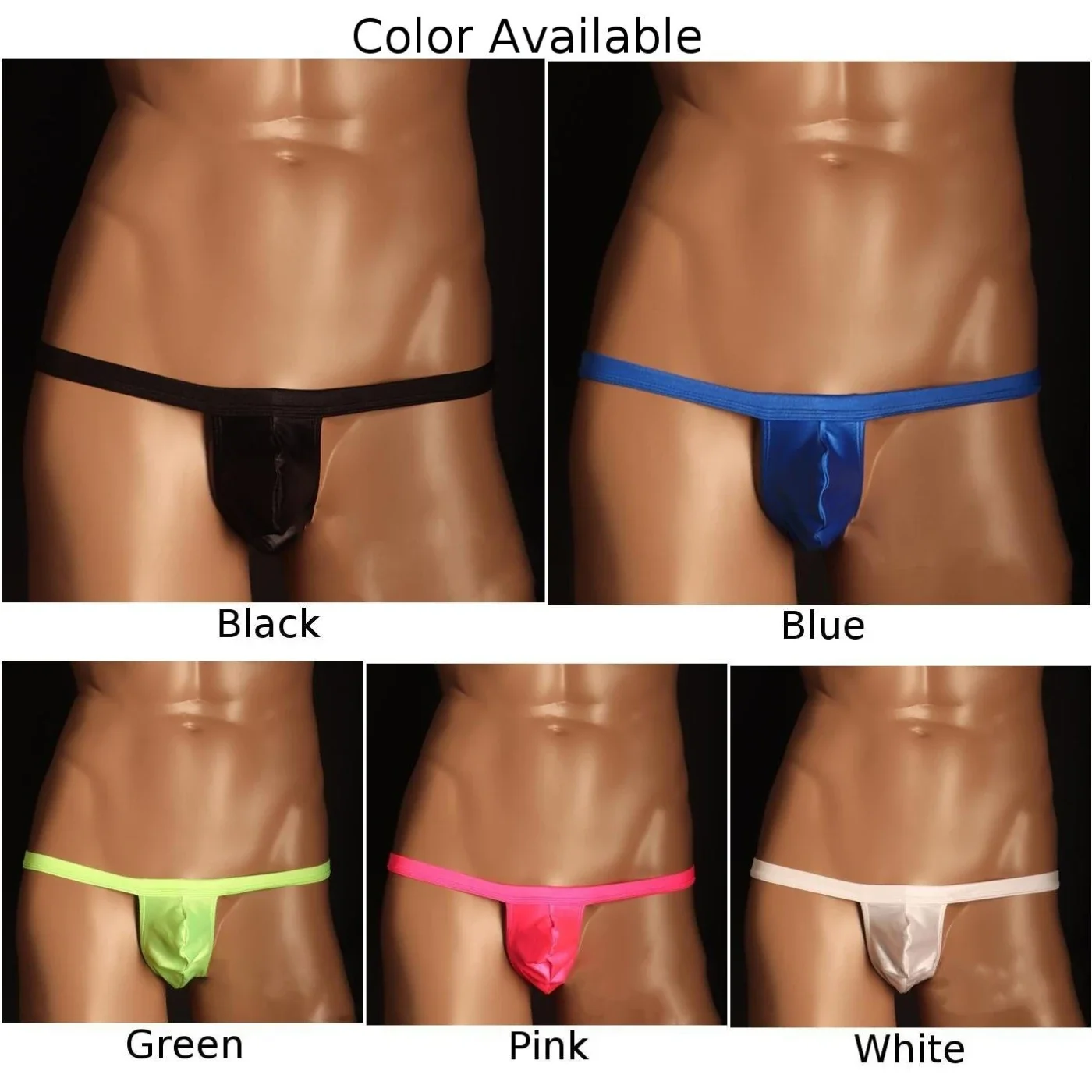 

Mens Bikini Briefs Low Waist Thongs Pouch Panties T-Back Exotic Underwear G-string Ice Silk Smooth Underpants Hombre Jock Strap