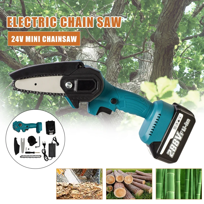 

550W Portable Mini Electric Pruning Saw Rechargeable Chainsaw Garden Orchard Branch Pruning Woodwork Tool For Lithium Battery