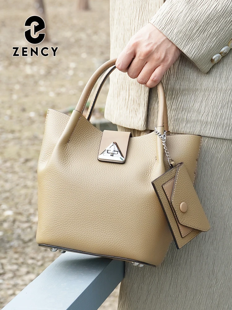 Zency 100% Genuine Leather Designer Shoulder Bag For Women Crossbody Top Handle Bag With Free Card Coin Organizer Purse Handbag