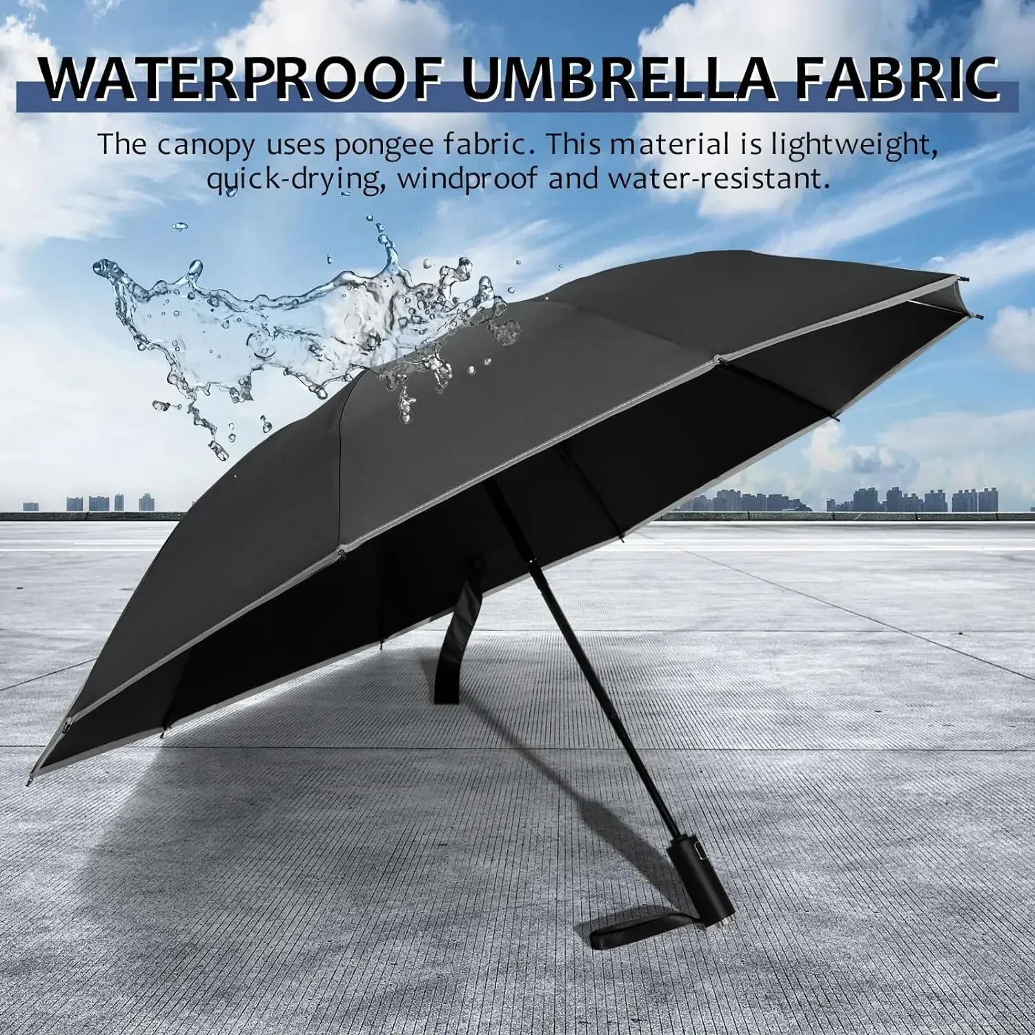 Automatic Open Compact Reverse Umbrella for Rain and Protection Inverted Folding Umbrellas with Reflective Safe Stripe Portable