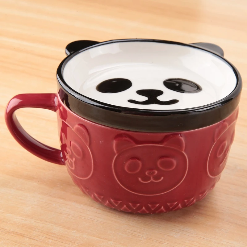 Japanese Cute Mug Creative Ceramic Shiba Inu Panda Coffee Cup With Lid Home Couple Milk Breakfast Cup Water Cup