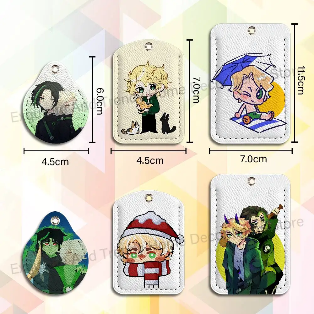 M-Morro and L-Lloyd Garmadon Key Tag Ring Leather Card Holder Key Ring Rectangle Access Card Holder