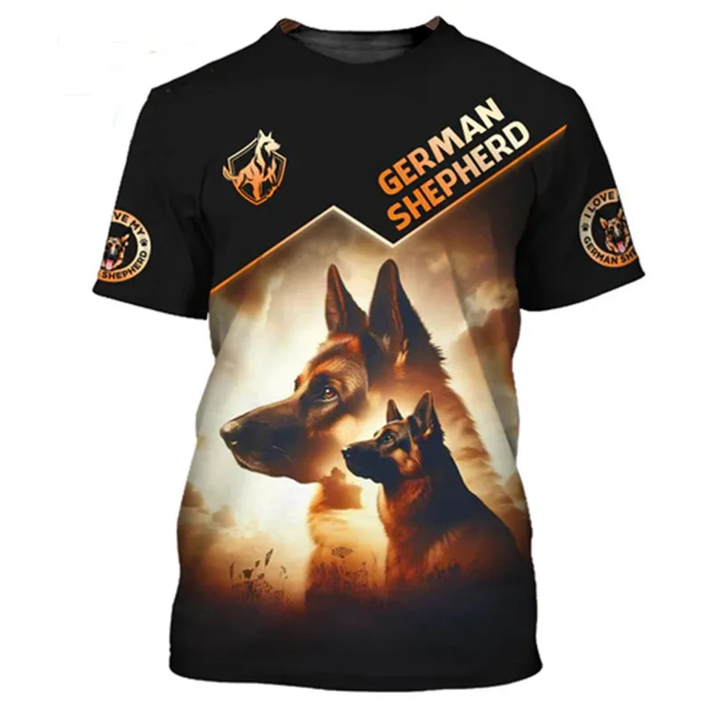 German Shepherd 3D Print T-Shirts Men's Summer Casual Fashion Short Sleeve T Shirt Oversized Tees Harajuku Tops Man Clothing