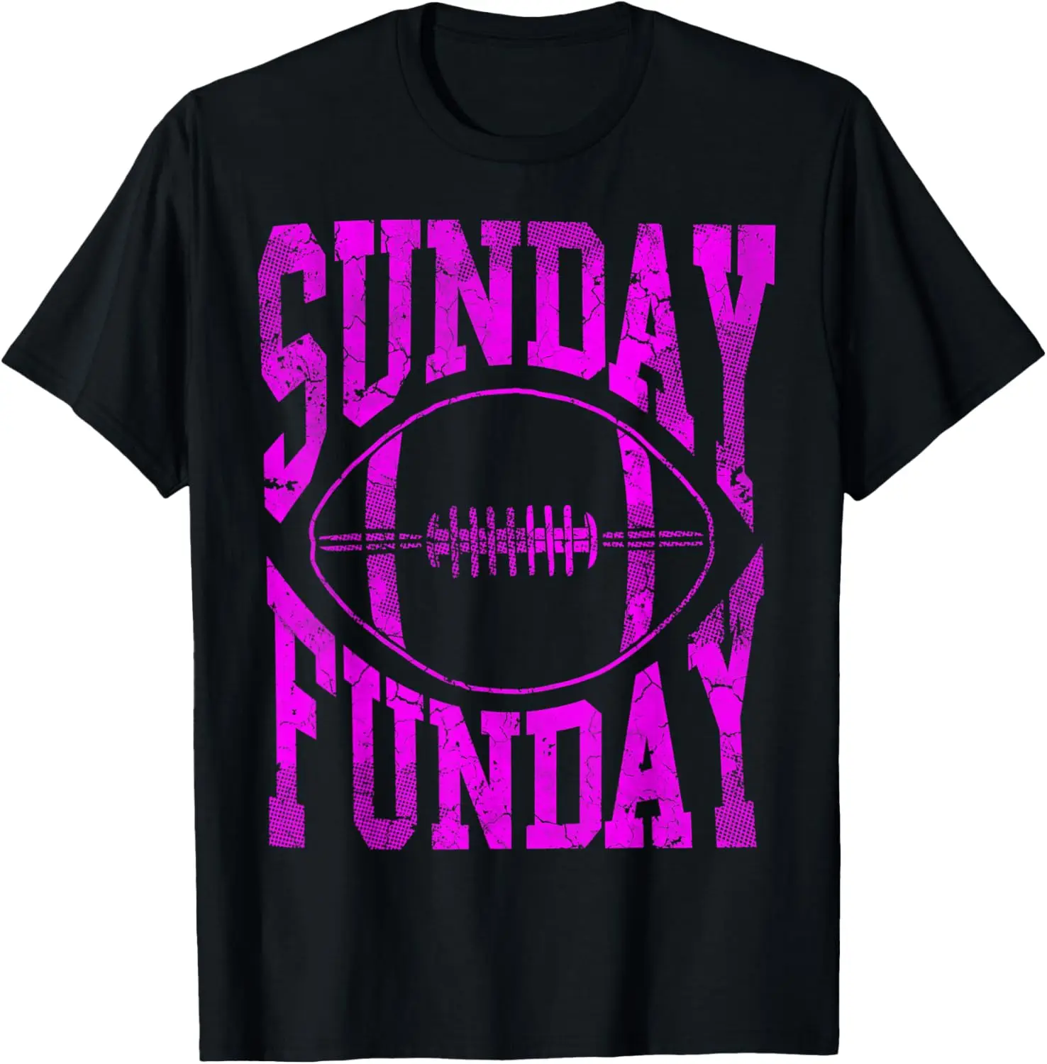 Cute Sunday Funday Football Retro Distressed Graphic T-Shirt