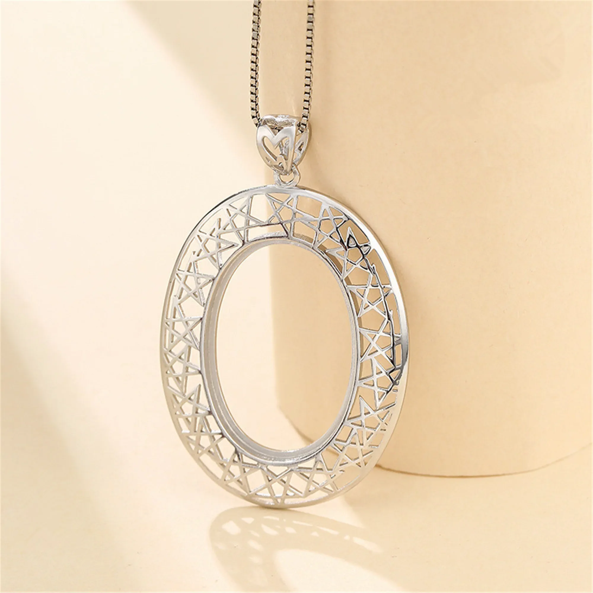 

925 Silver Pendant Base for 20x30mm Oval Cabochons Solid Sterling Silver Pendant Setting