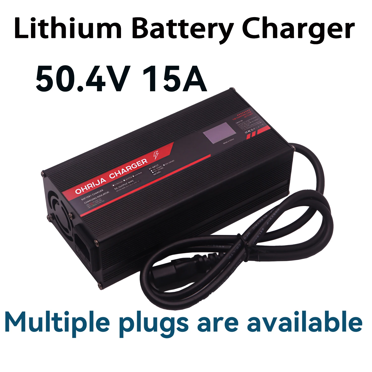 

OHRIJA 50.4V 15A High power Fast Charger For 12 S 48V LiFeP04 Battery Charger igh-power intelligent display Aluminum shell case