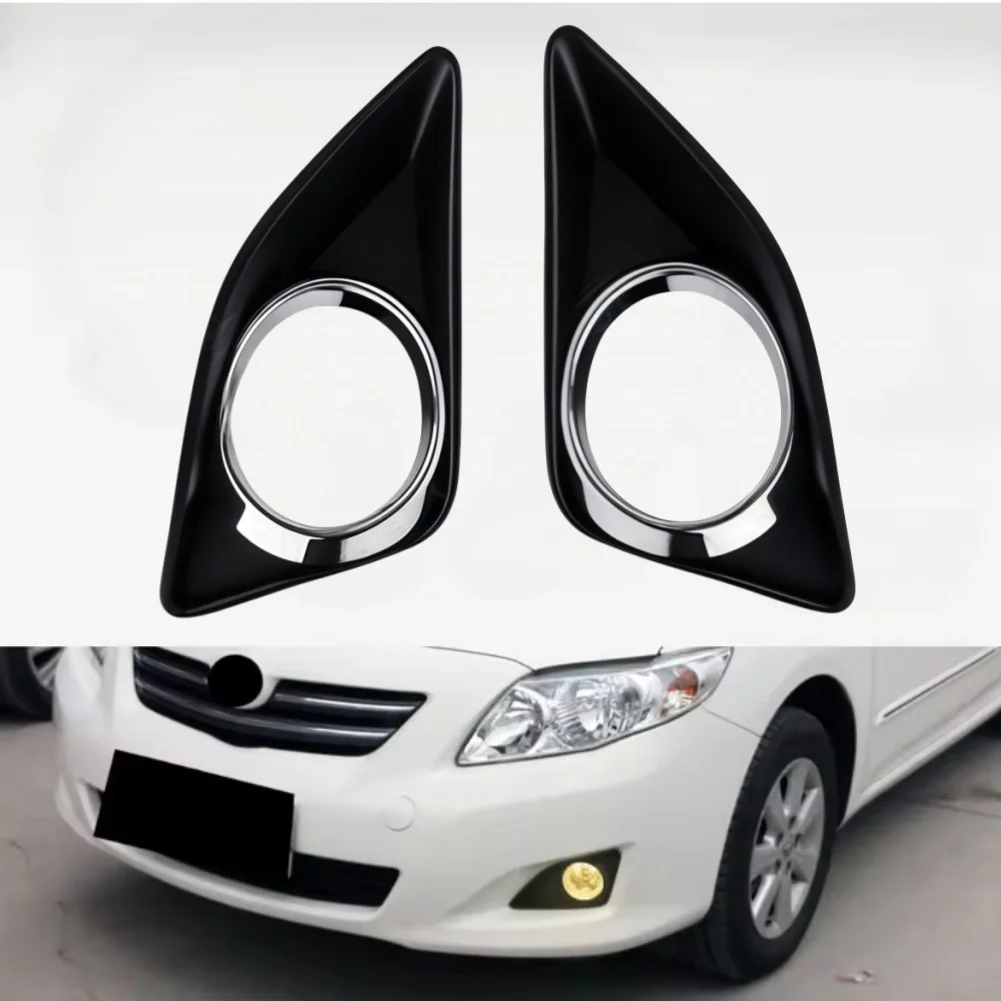 Pair For Toyota Corolla 2007-09 LED Fog Light Cover Grill Frame Lamp Housing Front Bumper Grille Insert Replacement Driving Ligh