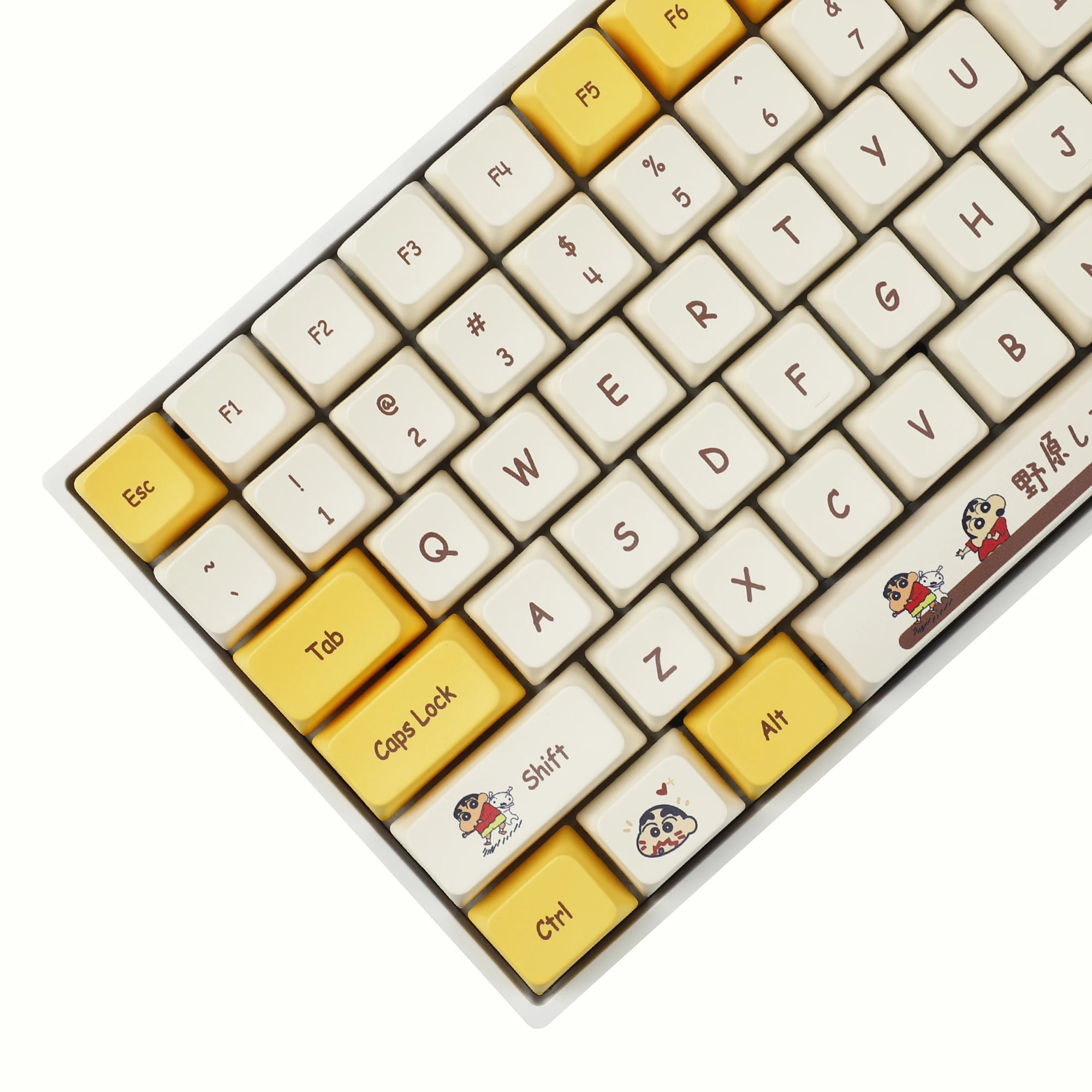 

155 Crayon Boy Yellow MDA Profile Dye Sub Keycaps Ergonomic Thick PBT Keycap Set For TKL 61 64 68 75 87 96 104 GMMK MX Keyboard