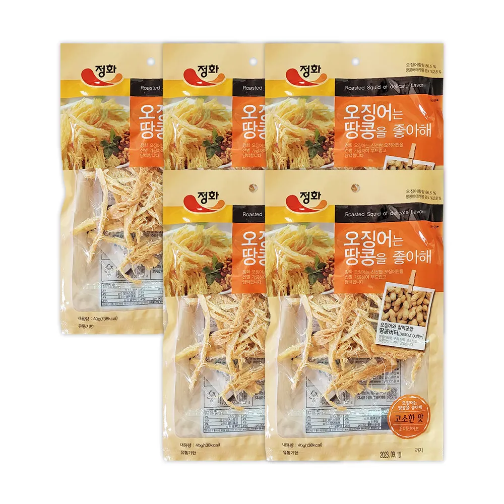 Jeonghwa Foods Squid Loves Peanuts 40g, 5 Packs